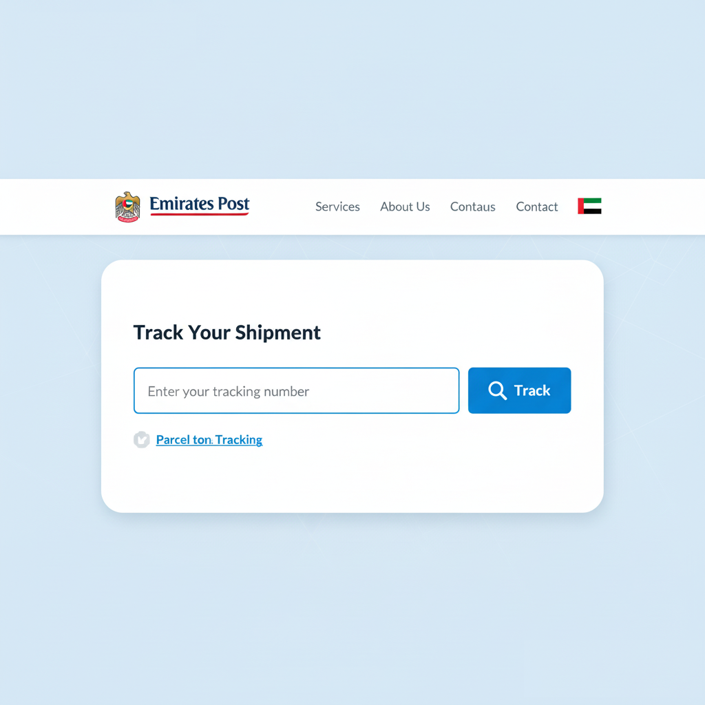 Screenshot of Emirates Post tracking page with a tracking number entered